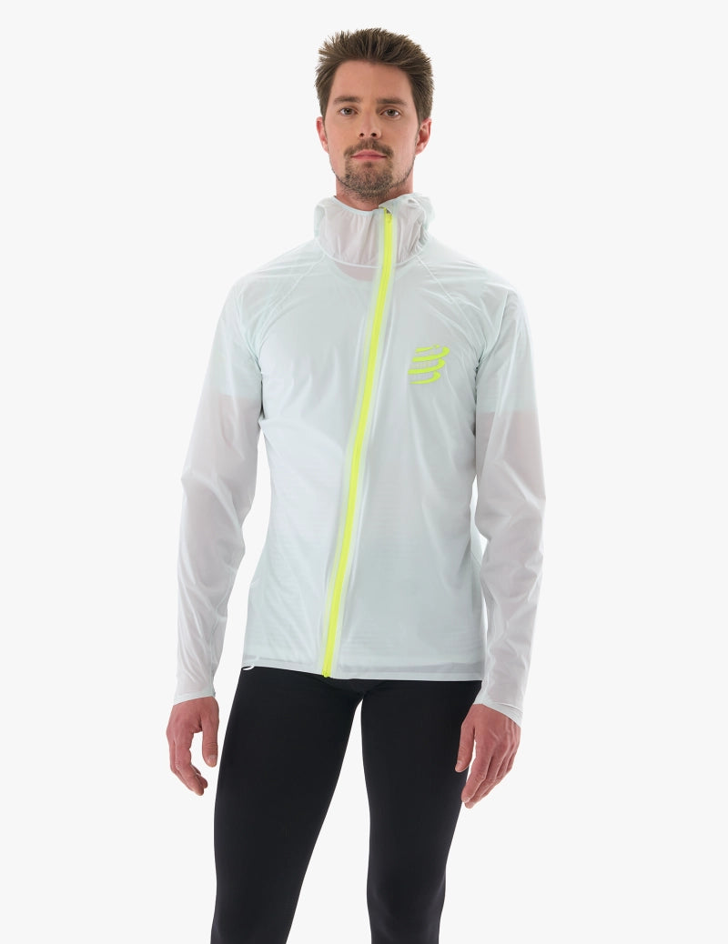 Veste imperméable Homme Compressport Hurricane  10/10 blanc Ice flow - Clubinsport