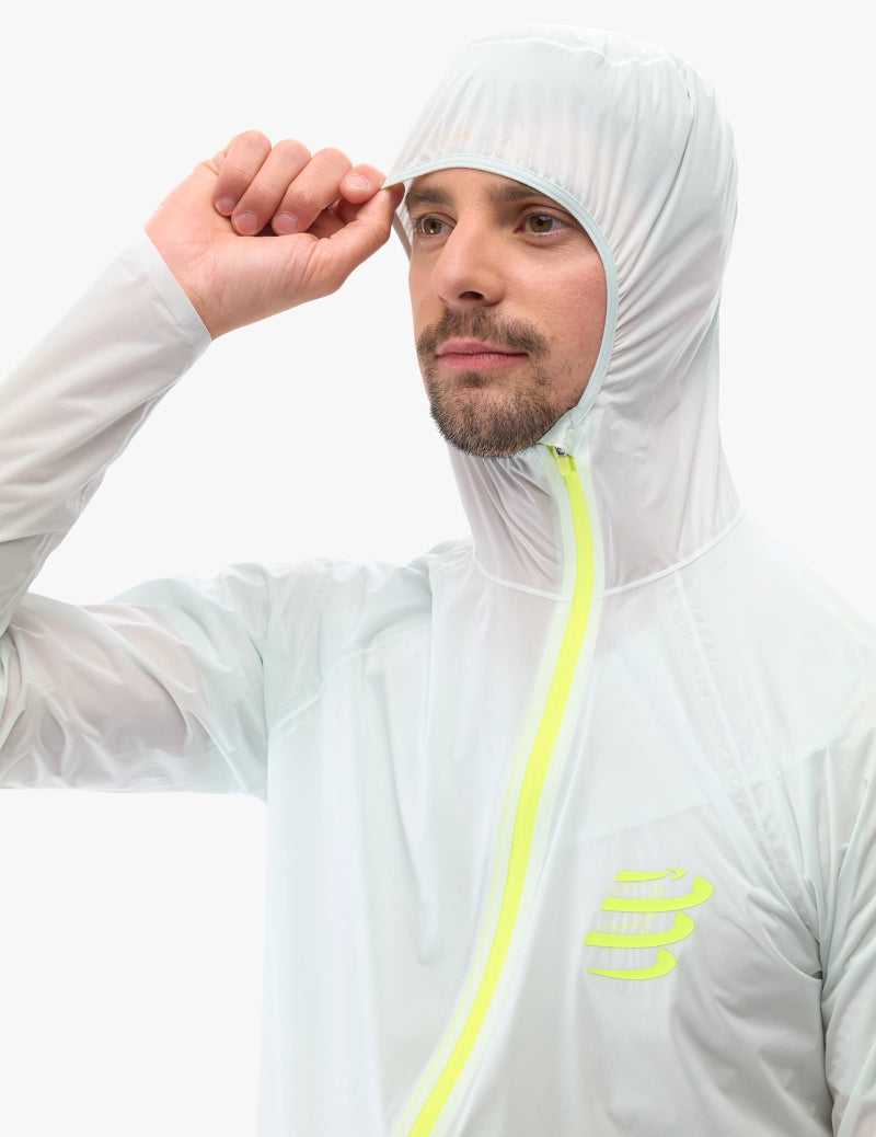 Veste imperméable Homme Compressport Hurricane  10/10 blanc Ice flow - Clubinsport