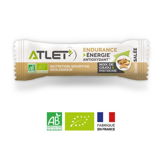 Barre énergétique biologique salée ATLET noix de cajou et pistache - Clubinsport
