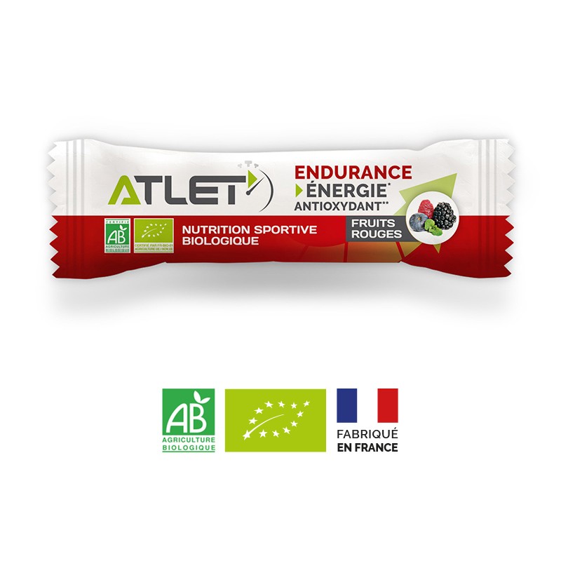 Barre énergétique biologique ATLET fruits rouges - Clubinsport