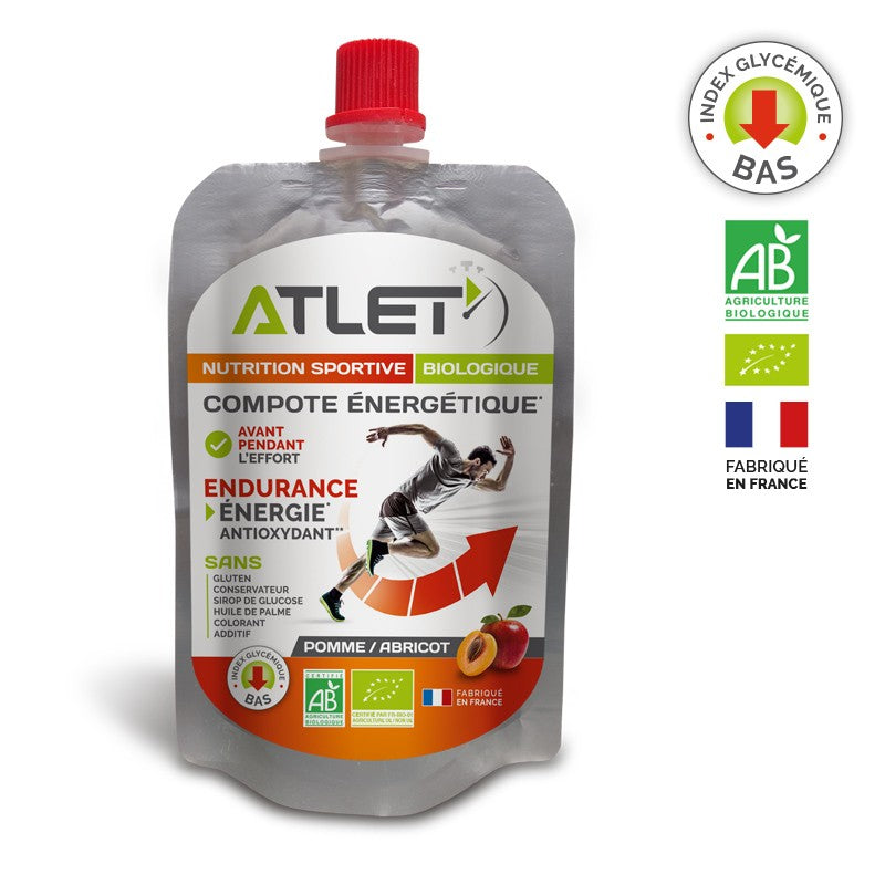 Compote energetique Atlet abricot pomme - Clubinsport