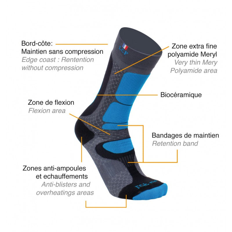 La Chaussette de France Running modele Kailash gris orange - Clubinsport