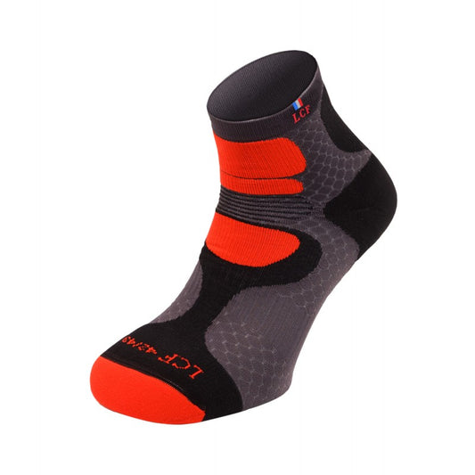 La Chaussette de France Running modele Nepal gris et orange - Clubinsport