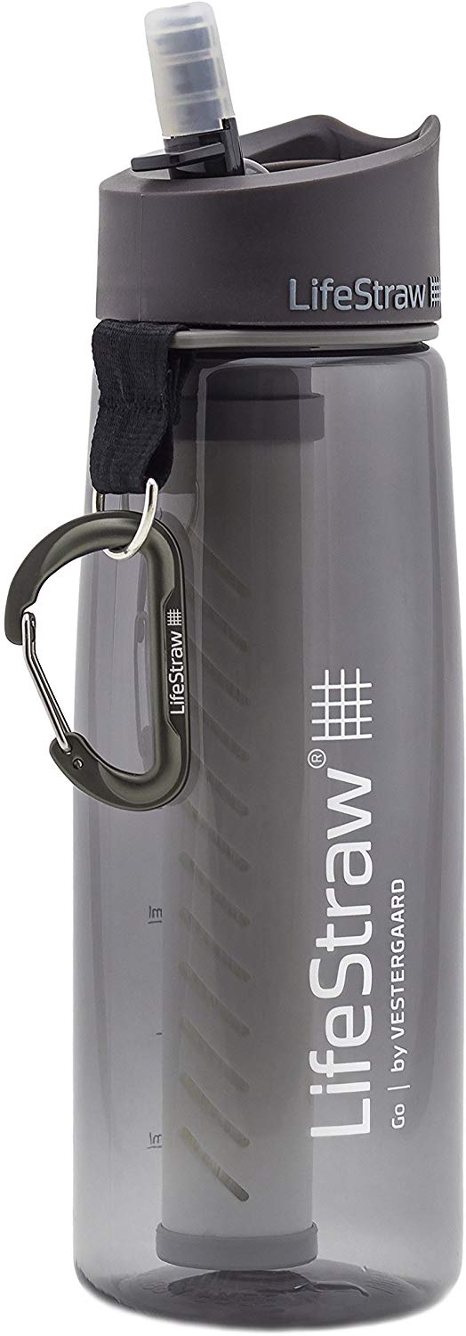 LifeStraw Go2  filtre d’eau bouteille avec paille de filtre intégrée gris - Clubinsport