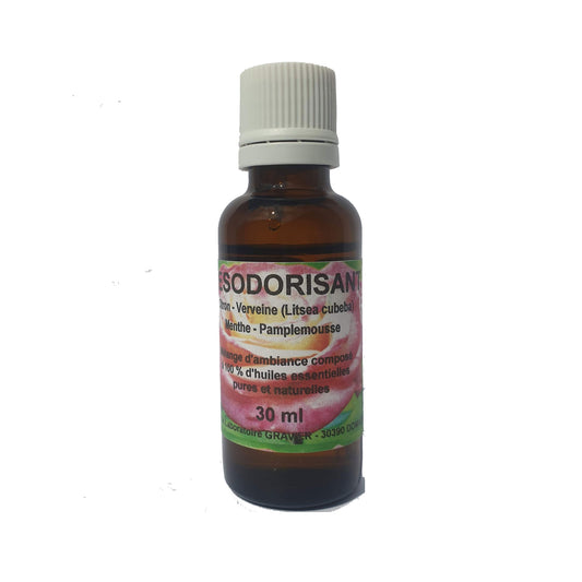 Huile esentielle Bio Desodorisant Citron Verveine Menthe Pamplemousse 30 ml - Clubinsport