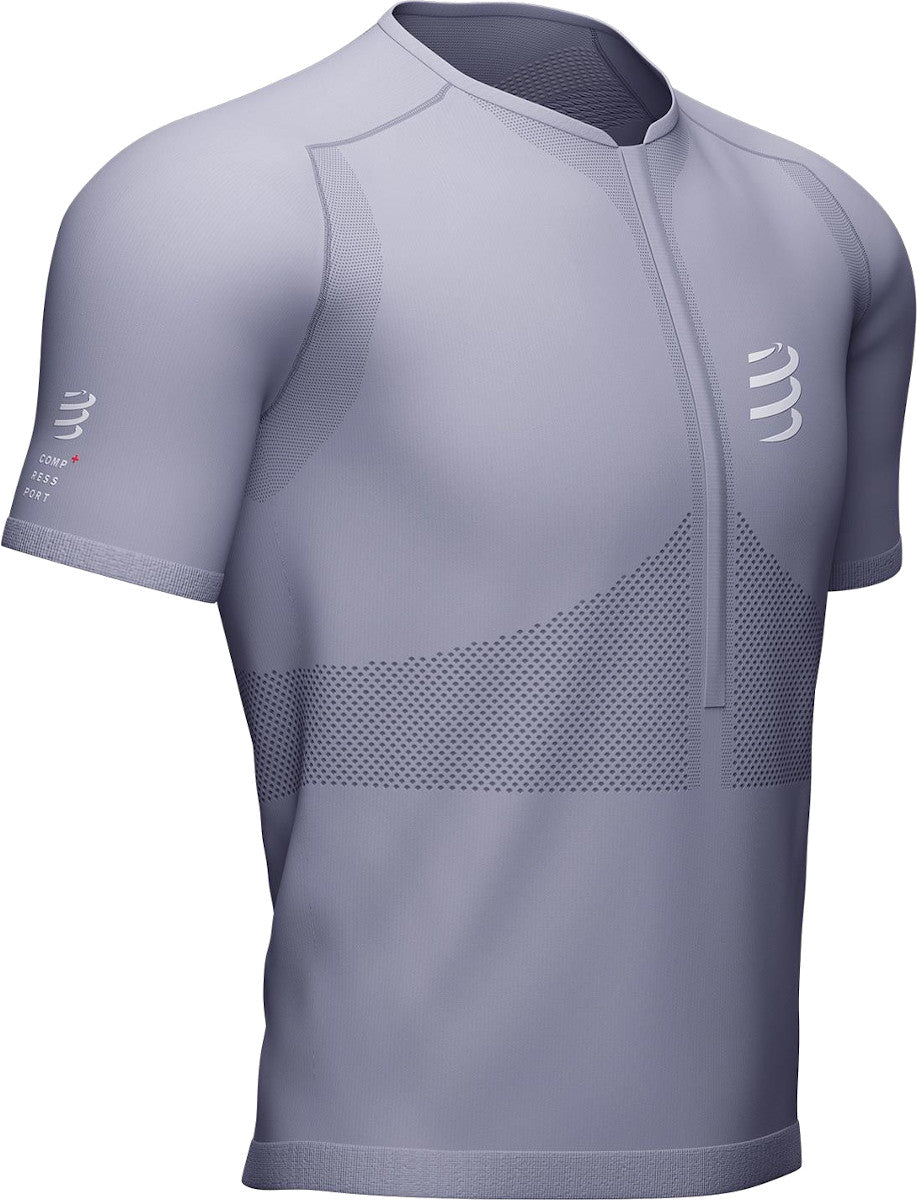 Tee-shirt manches courtes homme  Trail Compressport Trail Half-zip Fitted gris - Clubinsport