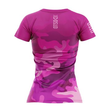 Tee-shirt manches courtes femme  Otso Camo rose - Clubinsport