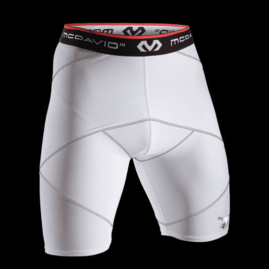 Short de compression Cross Compression pubalgies Mc David blanc - Clubinsport