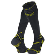 Chaussettes Trail Compression gris-jaune BV Sport - Clubinsport