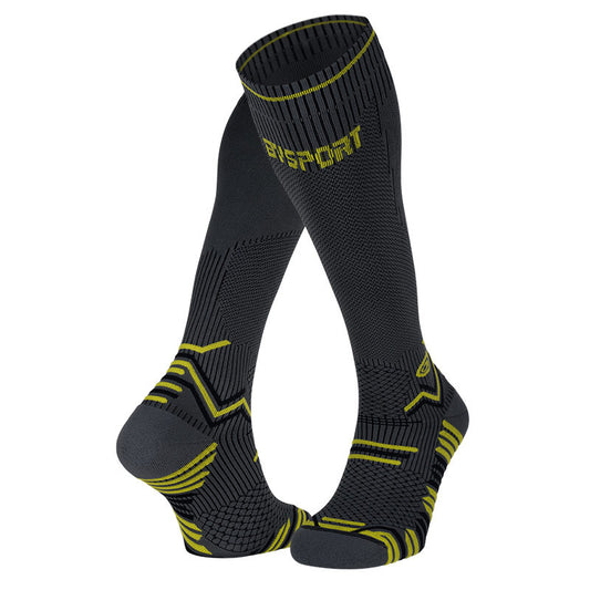 Chaussettes Trail Compression gris-jaune BV Sport - Clubinsport