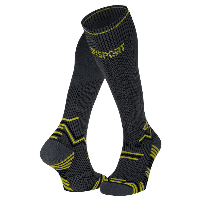 Chaussettes Trail Compression gris-jaune BV Sport - Clubinsport