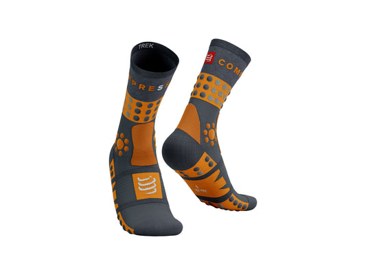 Chaussettes Compressport Trekking gris orange - Clubinsport
