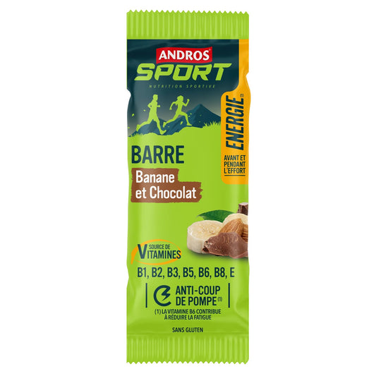 Barre énergétique Andros sport banane chocolat - Clubinsport