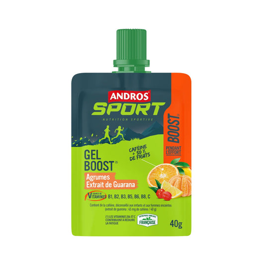 Gel énergétique boost Abricot pomme et poire Andros sport - Clubinsport