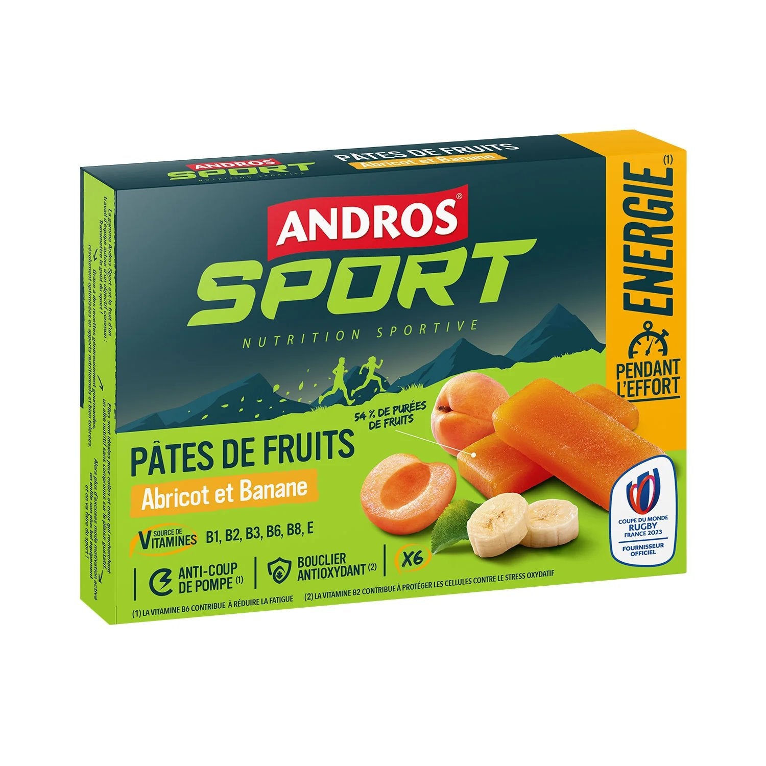 Pâte de fruits saveur Abricot banane rouges Andros sport 30gr X 6 - Clubinsport