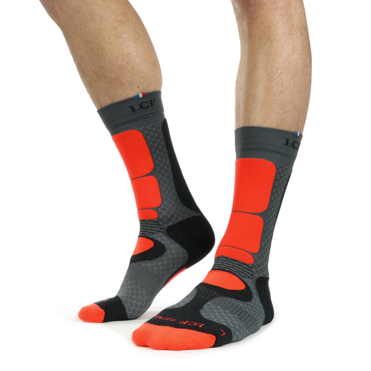 La Chaussette de France Running modele Kailash gris orange - Clubinsport