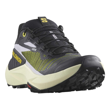 Chaussure de Trail Genesis mixte homme ou femme Salomon noir et jaune - Clubinsport