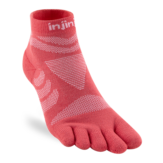 Chaussettes Injinji UltraRun Femme midtweight mini-crew Rose