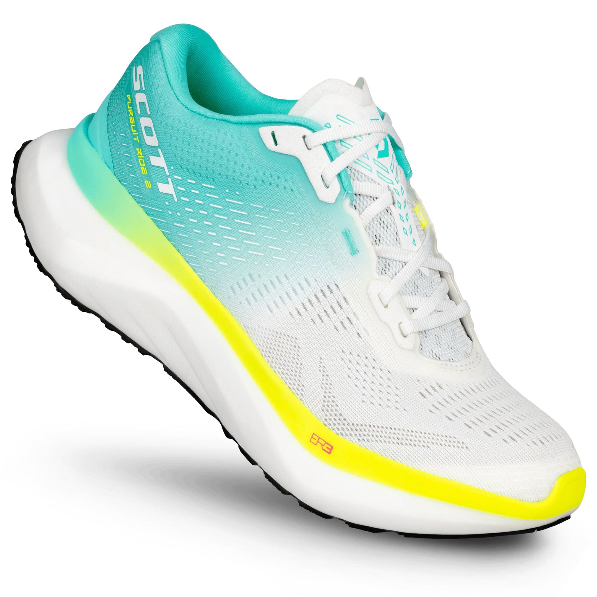 Chaussures de route Scott Pursuit Ride 2 Femme blanc bleu ciel jaune - Clubinsport