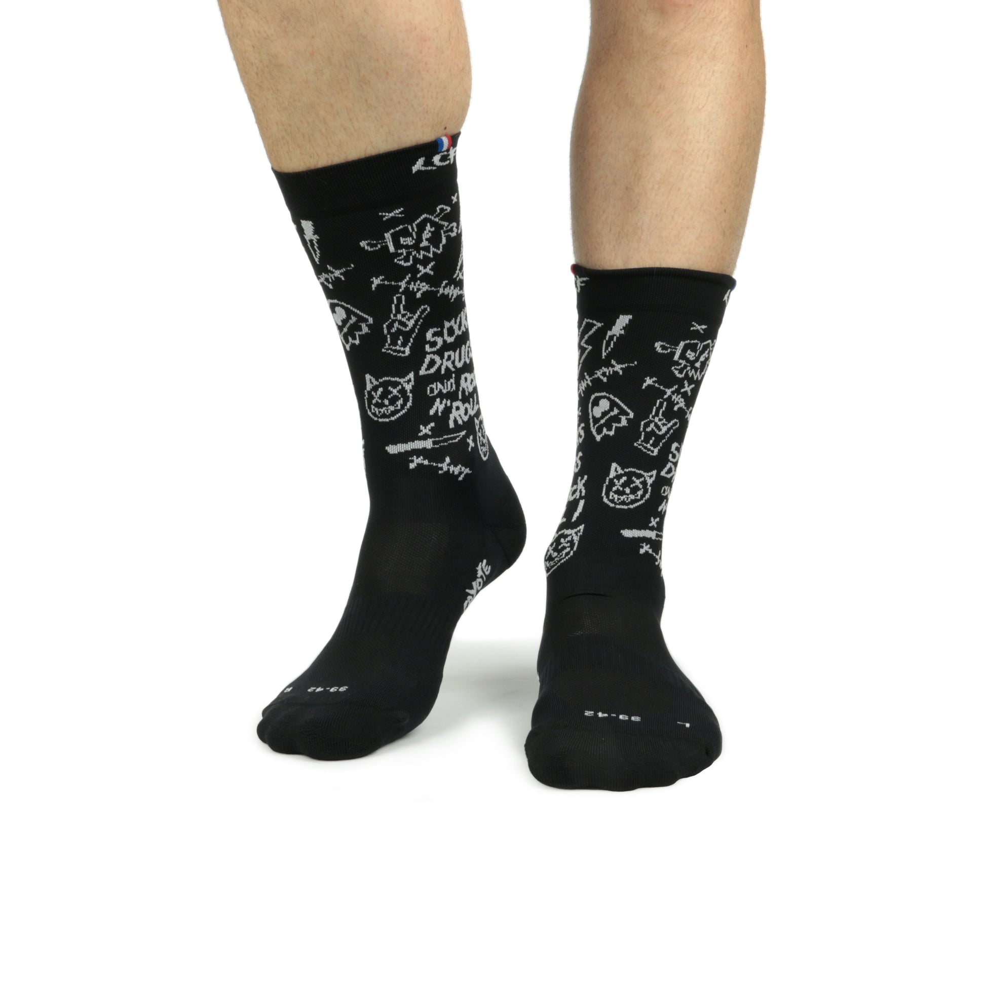 La Chaussette de France Running modele Coyote Graffiti noir - Clubinsport