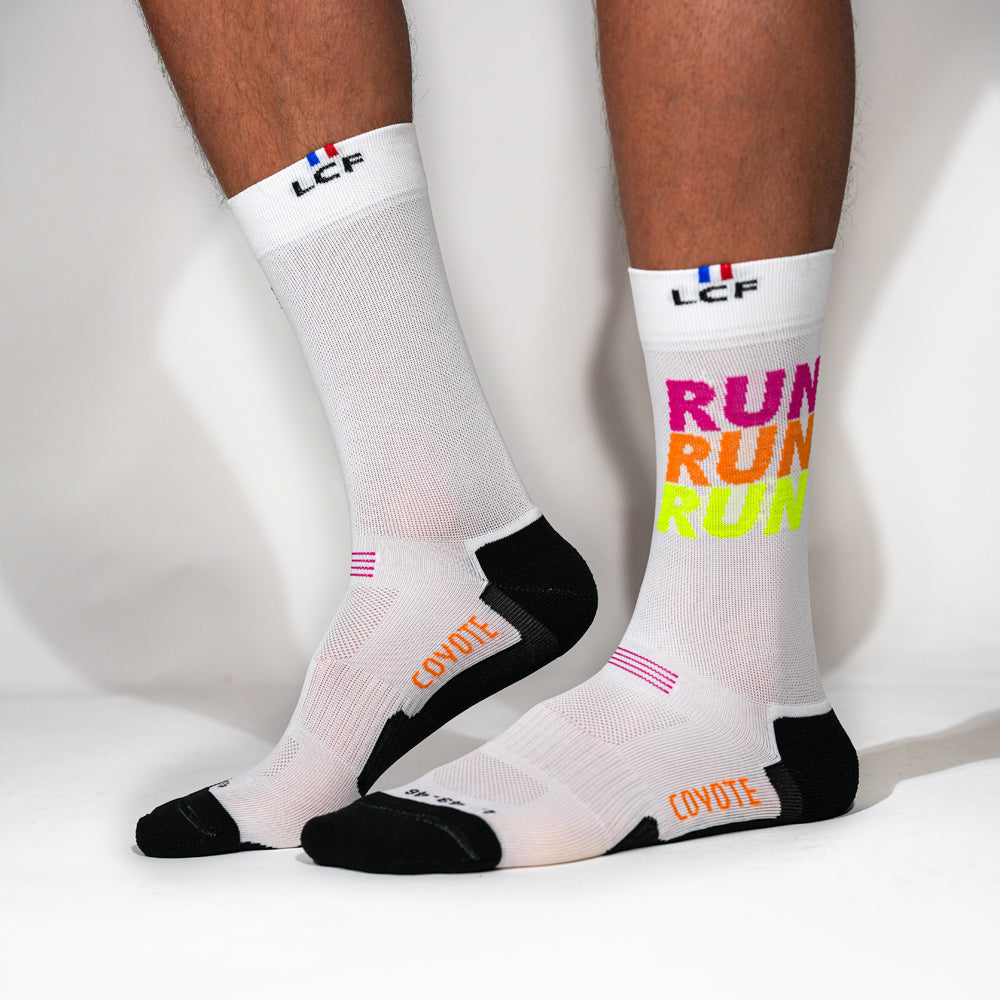 La Chaussette de France Running modele Coyote high Run run run blanc - Clubinsport