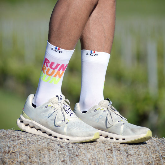 La Chaussette de France Running modele Coyote high Run run run blanc - Clubinsport