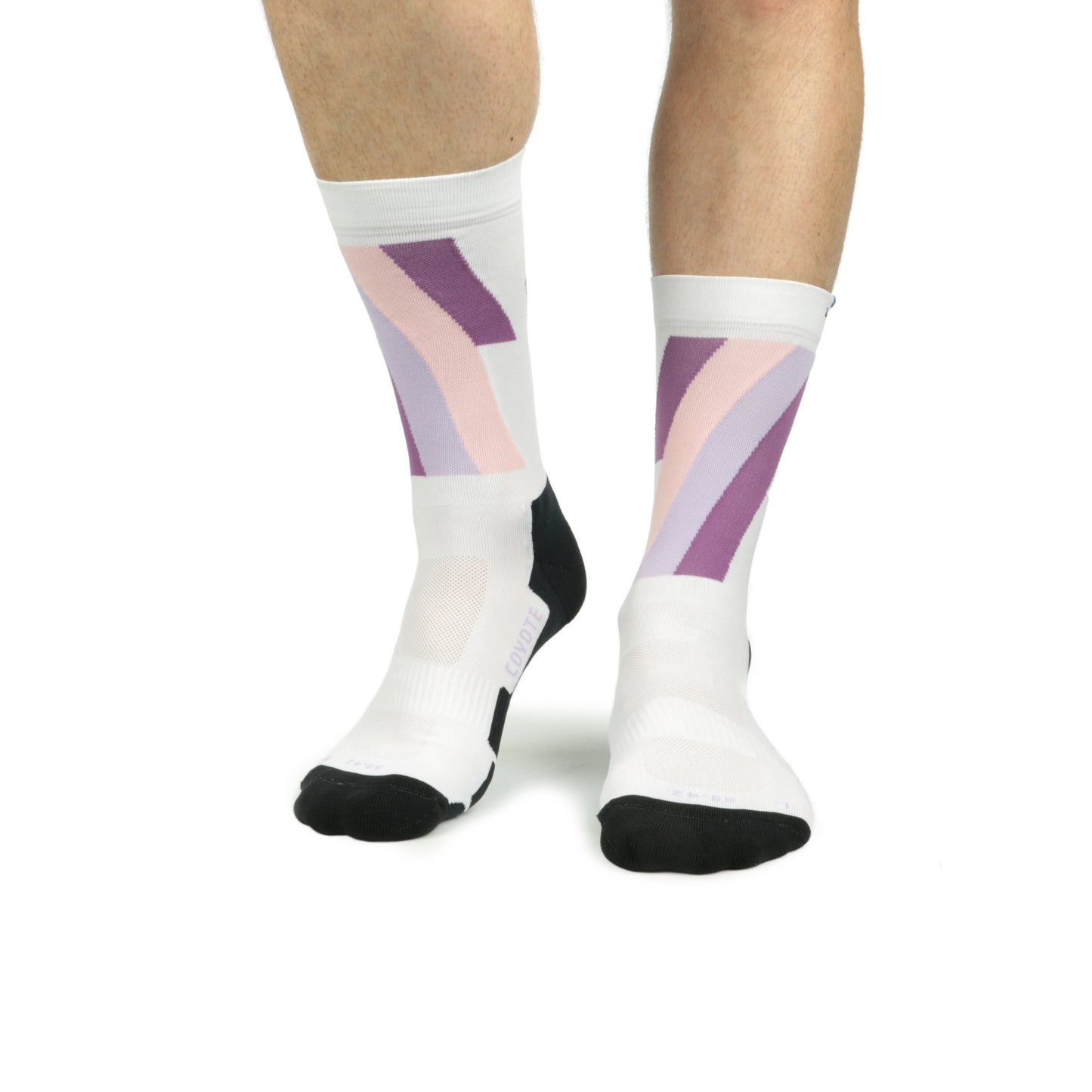 La Chaussette de France Running modele Coyote MID blanc violet - Clubinsport