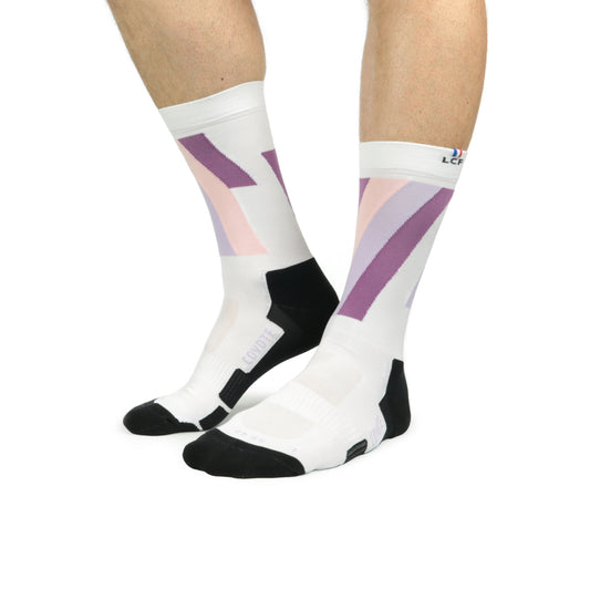 La Chaussette de France Running modele Coyote MID blanc violet - Clubinsport