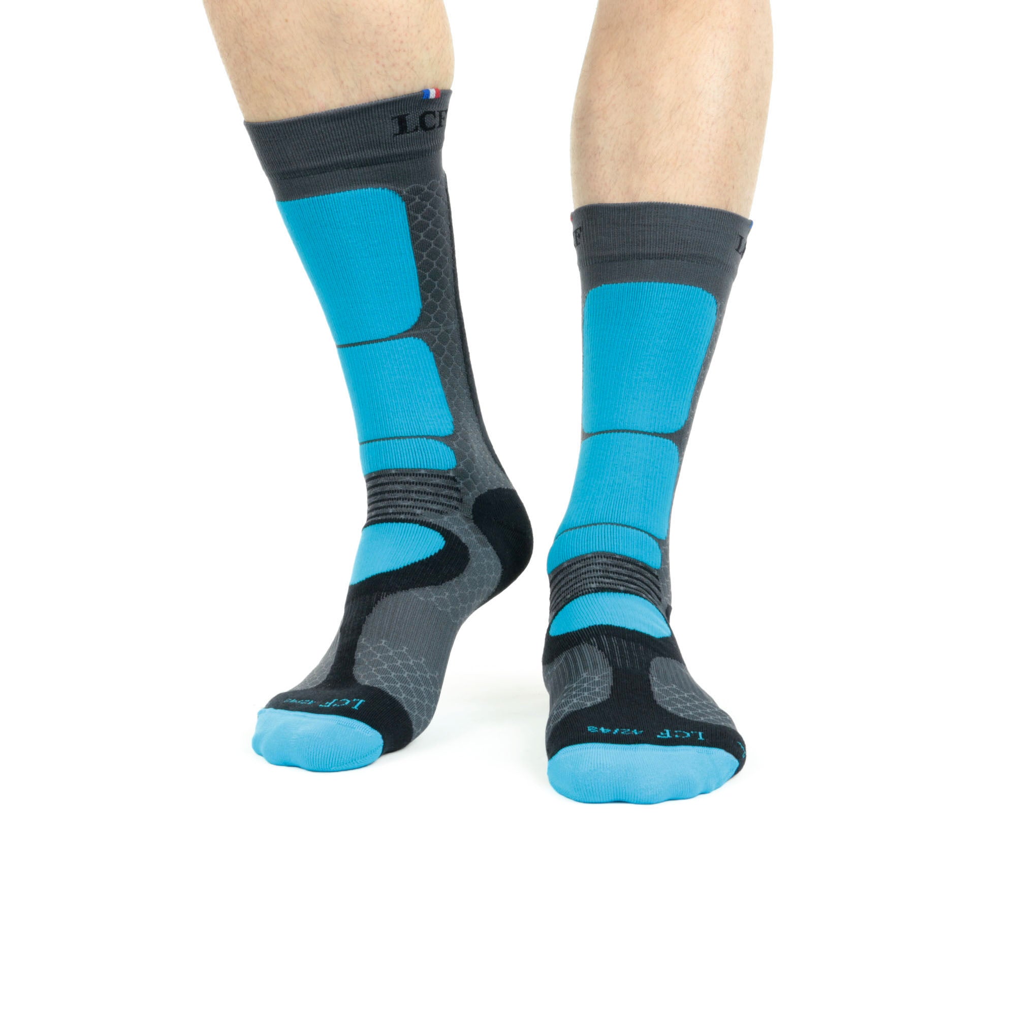 La Chaussette de France Running modele Kailash gris bleu - Clubinsport
