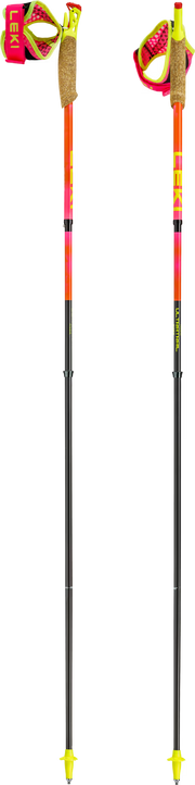 Bâtons de trail Leki UltraTrail FX One Superlite rose orangé avec gantelets