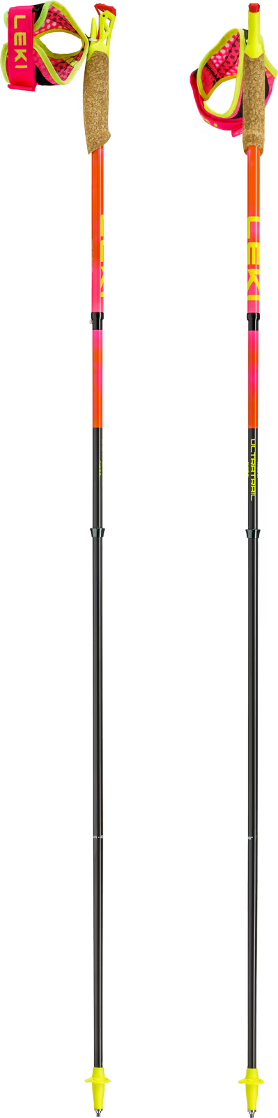 Bâtons de trail Leki UltraTrail FX One Superlite rose orangé avec gantelets