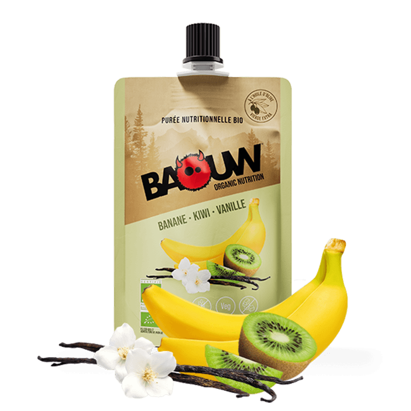 Compote énergétique Baouw Banane kiwi vanille - Clubinsport