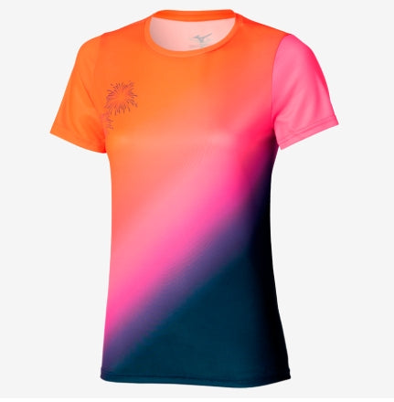 Tee-shirt manches courtes femme Mizuno Summer pack orange