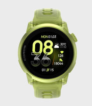Montre cardio gps Coros PACE 4  bracelet silicone jaune fluo