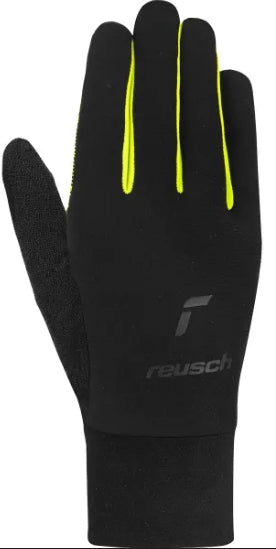 Gants Reusch Liam touch-tec noir et jaune fluo