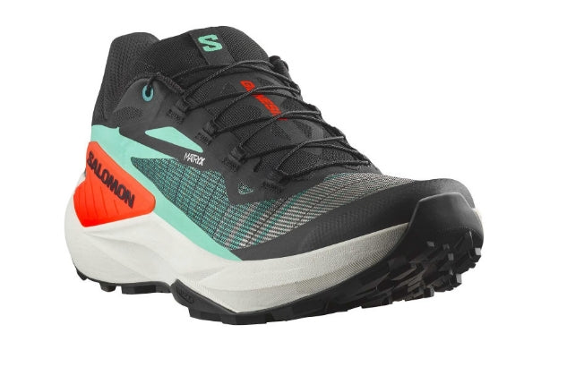 Chaussure de Trail  mixte homme et femme  Genesis Salomon noir et vert electrique - Clubinsport