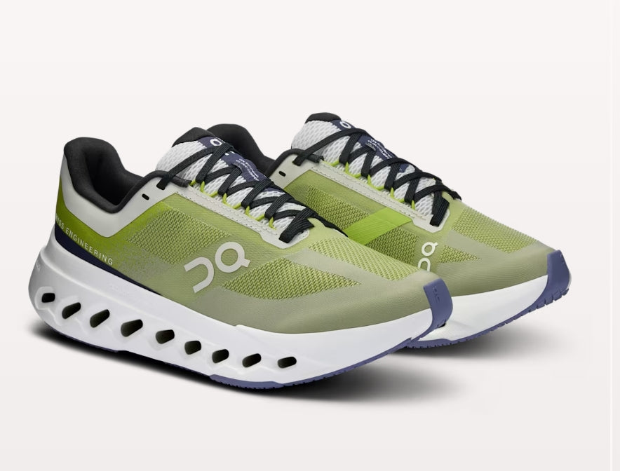 Chaussure Route Cloudsurfer next femme ON Running verte et blanches - Clubinsport