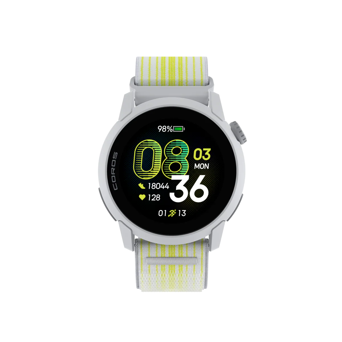 Montre cardio gps Coros PACE 4  bracelet nylon blanc citron