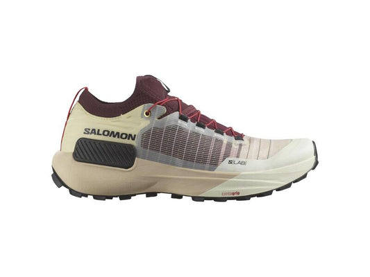 Chaussure de Trail S-Lab Genesis homme ou femme Salomon beige bordeaux - Clubinsport