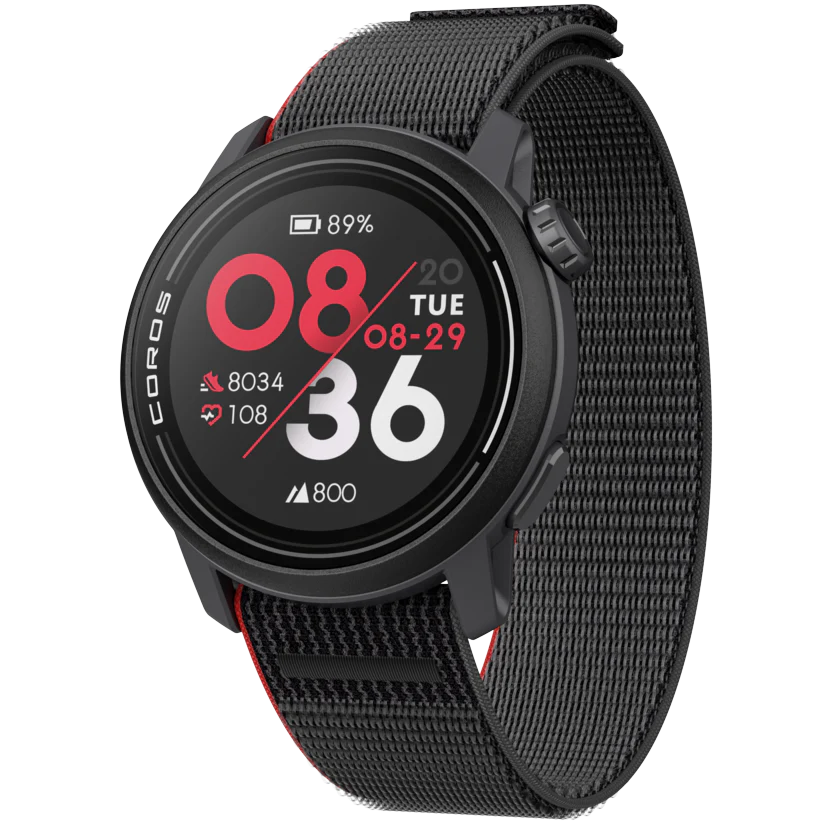Montre cardio gps Coros WATCH Pace 3 Nylon noir liseré rouge - Clubinsport