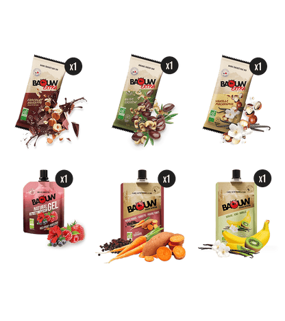 Starter pack Baouw 6 recettes variées de Barre énergétique , de purées et de gels naturels