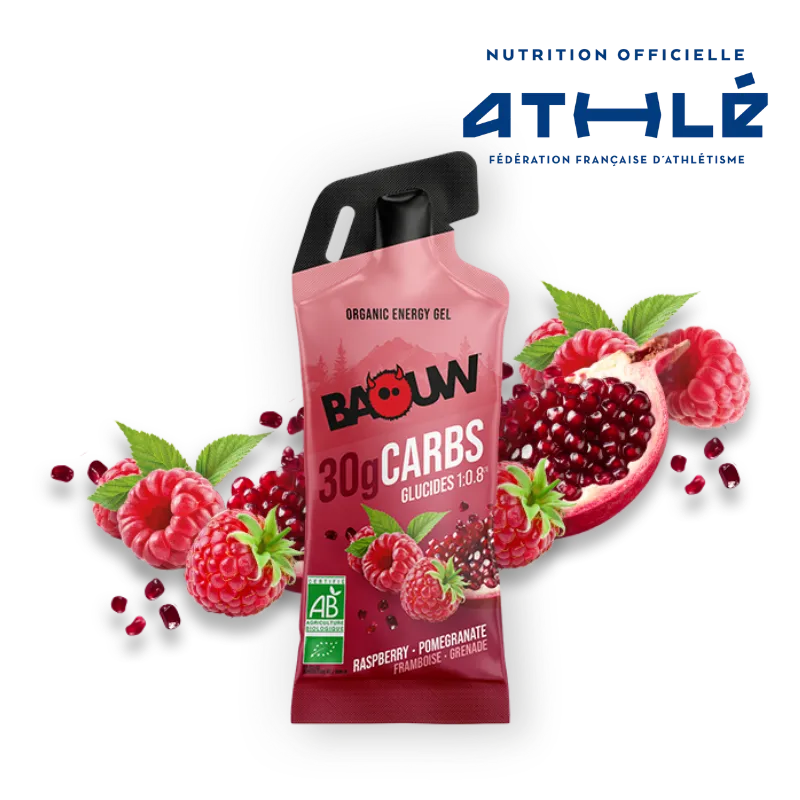 Gel énergétique format stick naturel bio Baouw framboise grenade