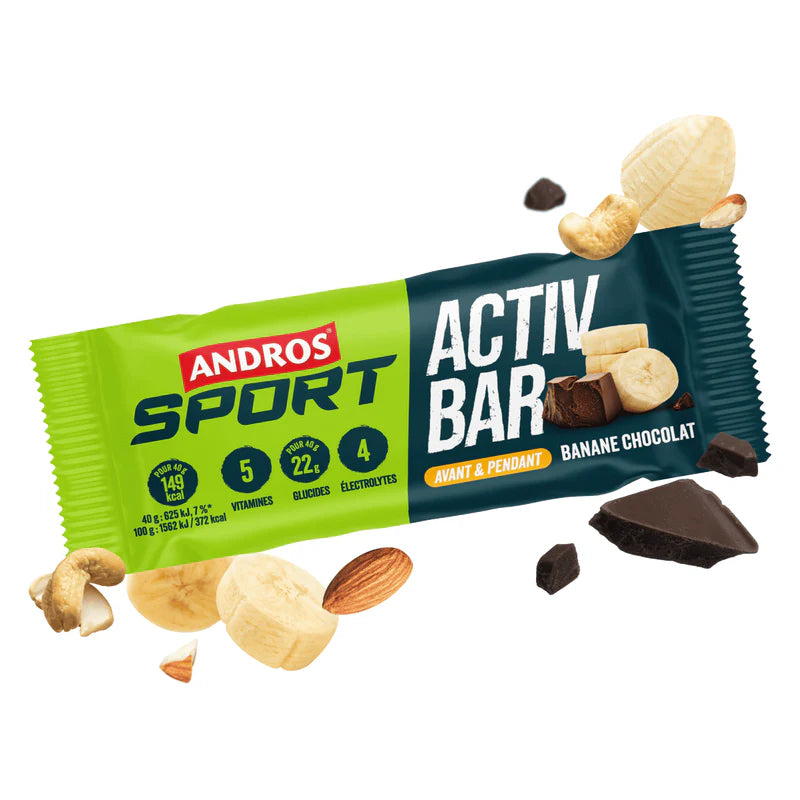 Barre énergétique Andros sport banane chocolat 2026