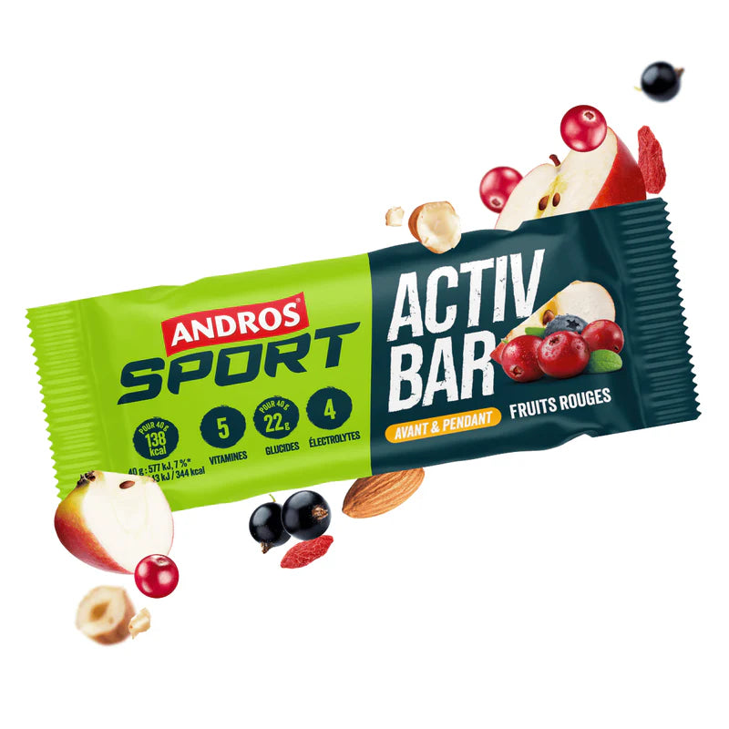 Barre énergétique fruits rouges 40g Andros sport 2026