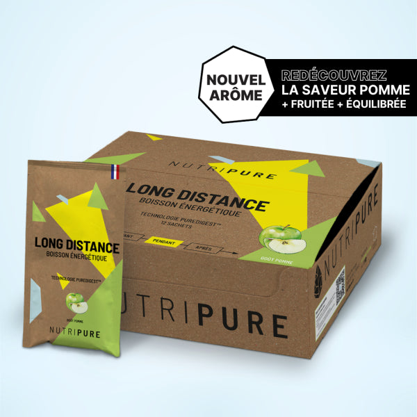 Boisson énergétique Long Distance  pomme Nutripure 30g de glucides