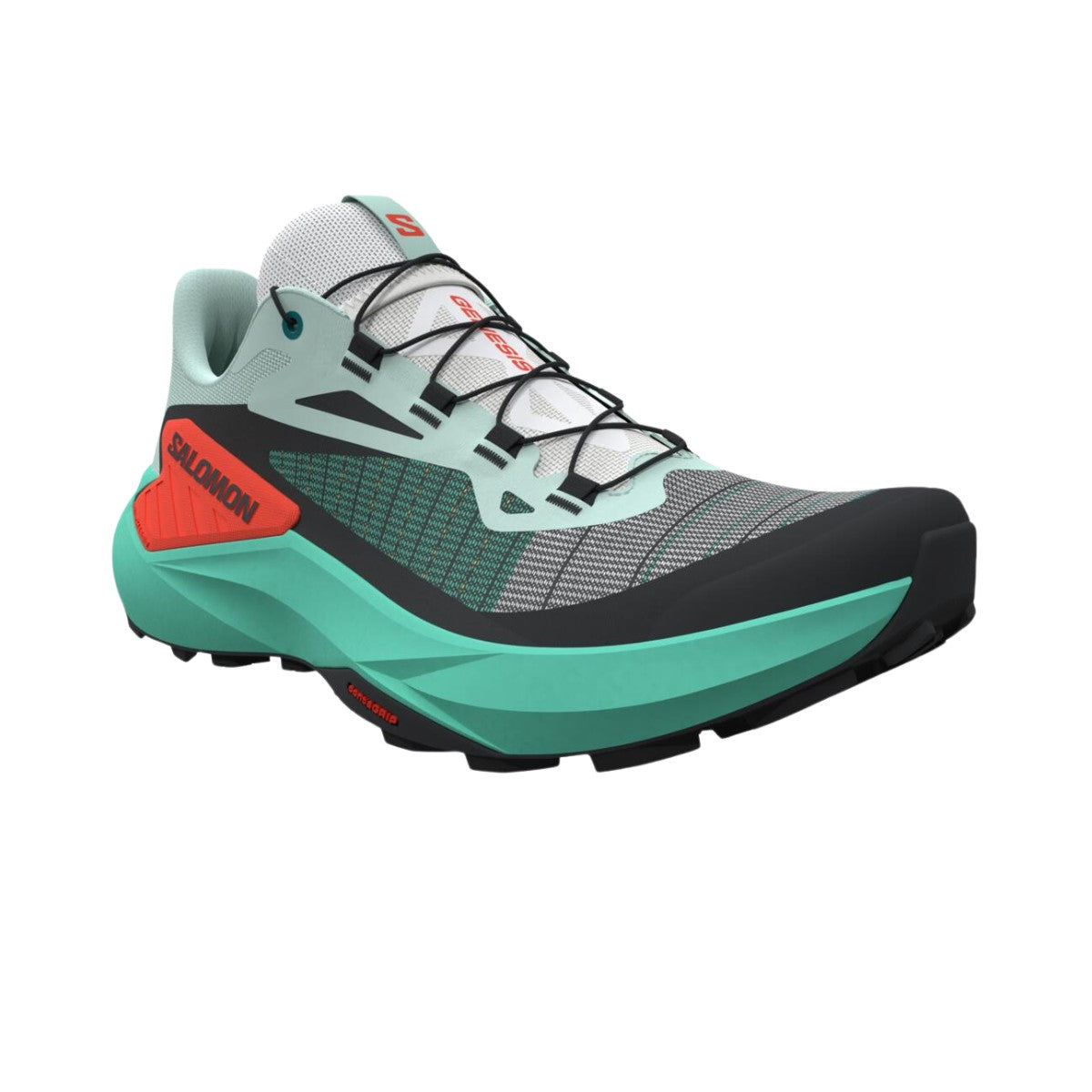 Chaussure de Trail Genesis Femme Salomon noir et vert electrique - Clubinsport
