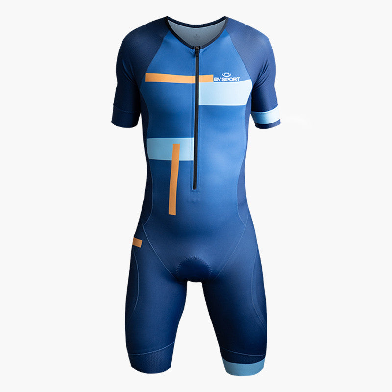 Trifonction Combinaison triathlon avec manches 3X200 Bleu/Orange