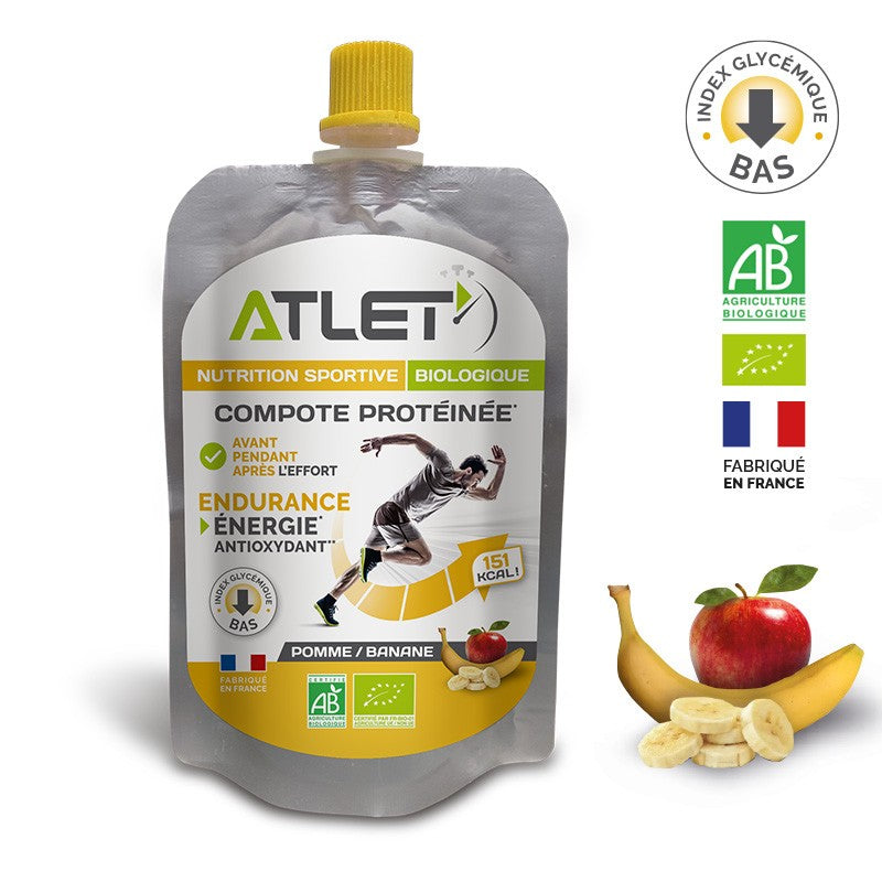 Compote energetique Atlet pomme banane - Clubinsport