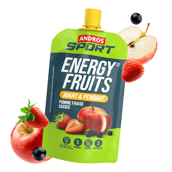 Compote Gourde de fruits mixés Andros Sport vitaminée Pomme cassis fraise 114g