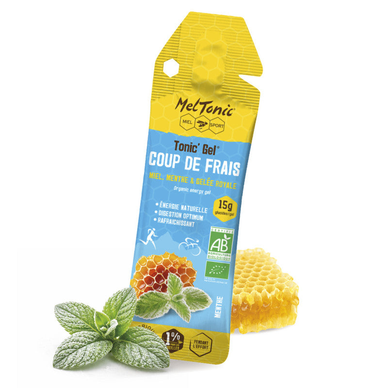 Gel énergétique Coup de frais bio Miel menthe gelée Meltonic